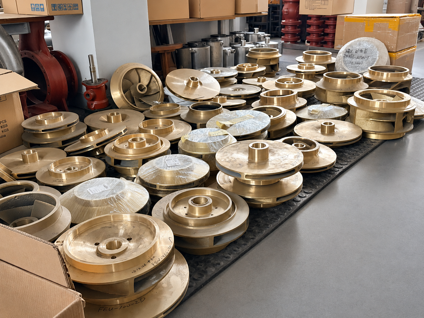 Marine pump parts ready for identification